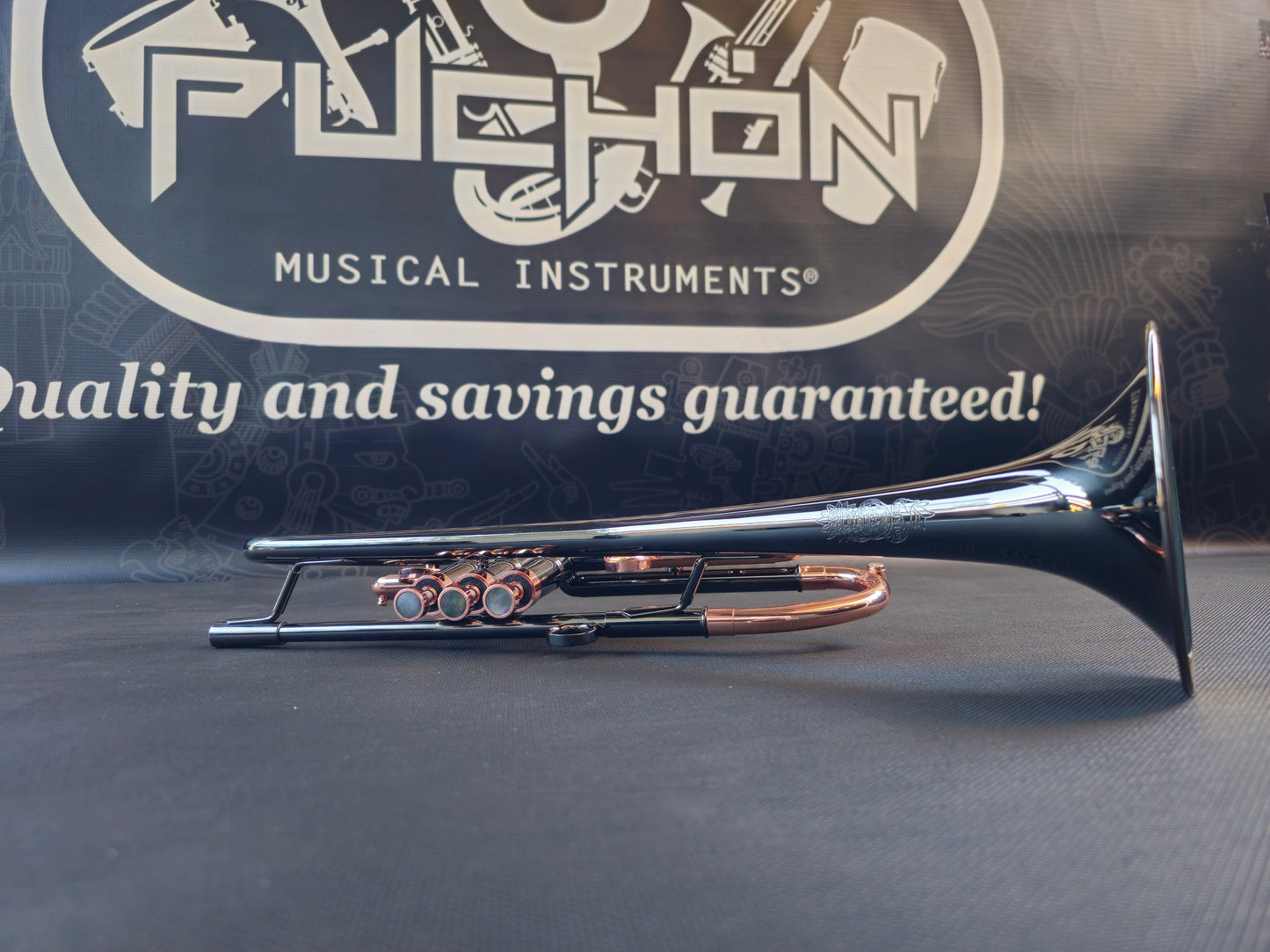 Solario Balam Black Nickel & Copper Bb Trumpet - Diagonal Bent 5.25" Big Bell