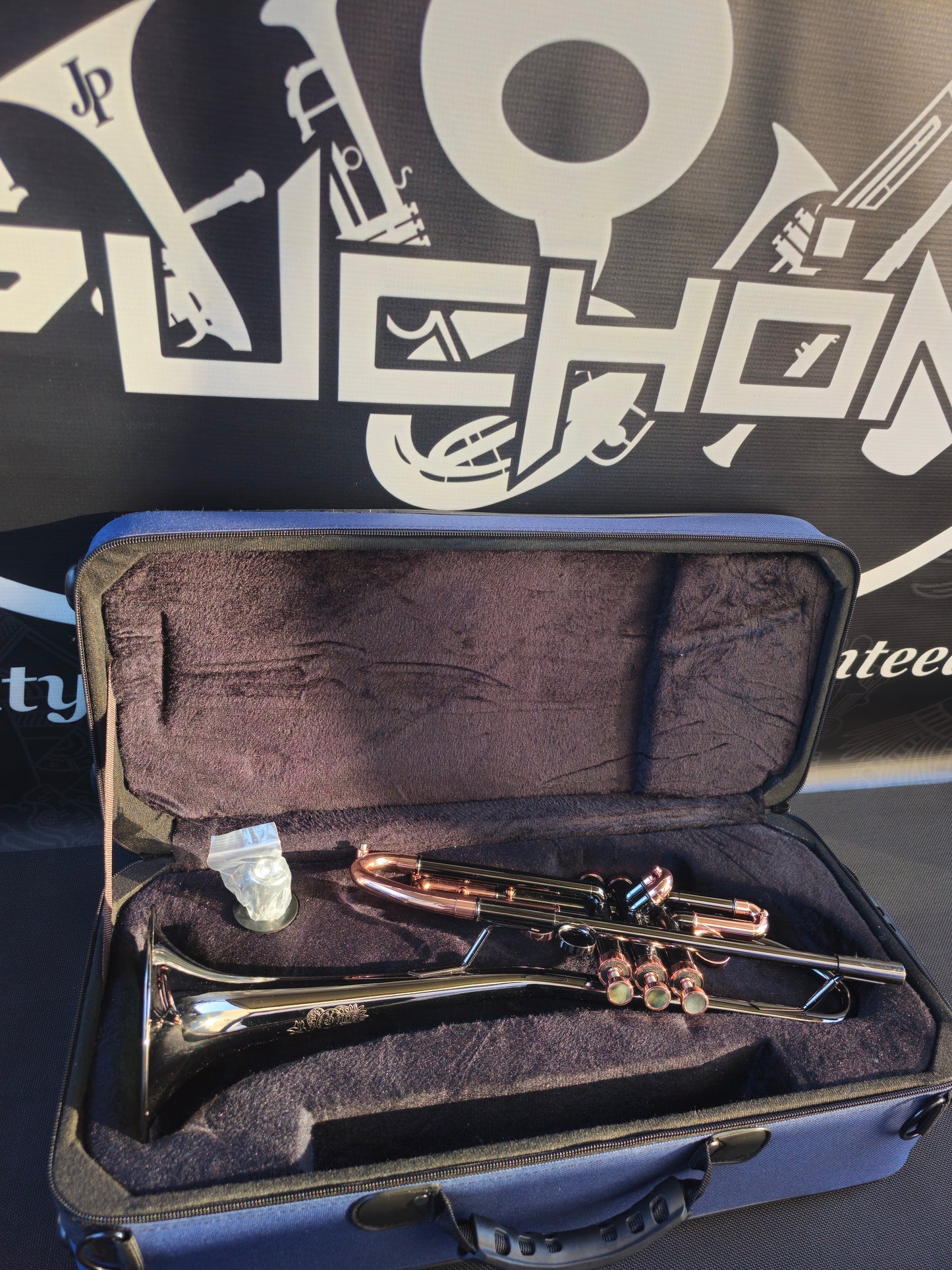 Solario Balam Black Nickel & Copper Bb Trumpet - Diagonal Bent 5.25" Big Bell