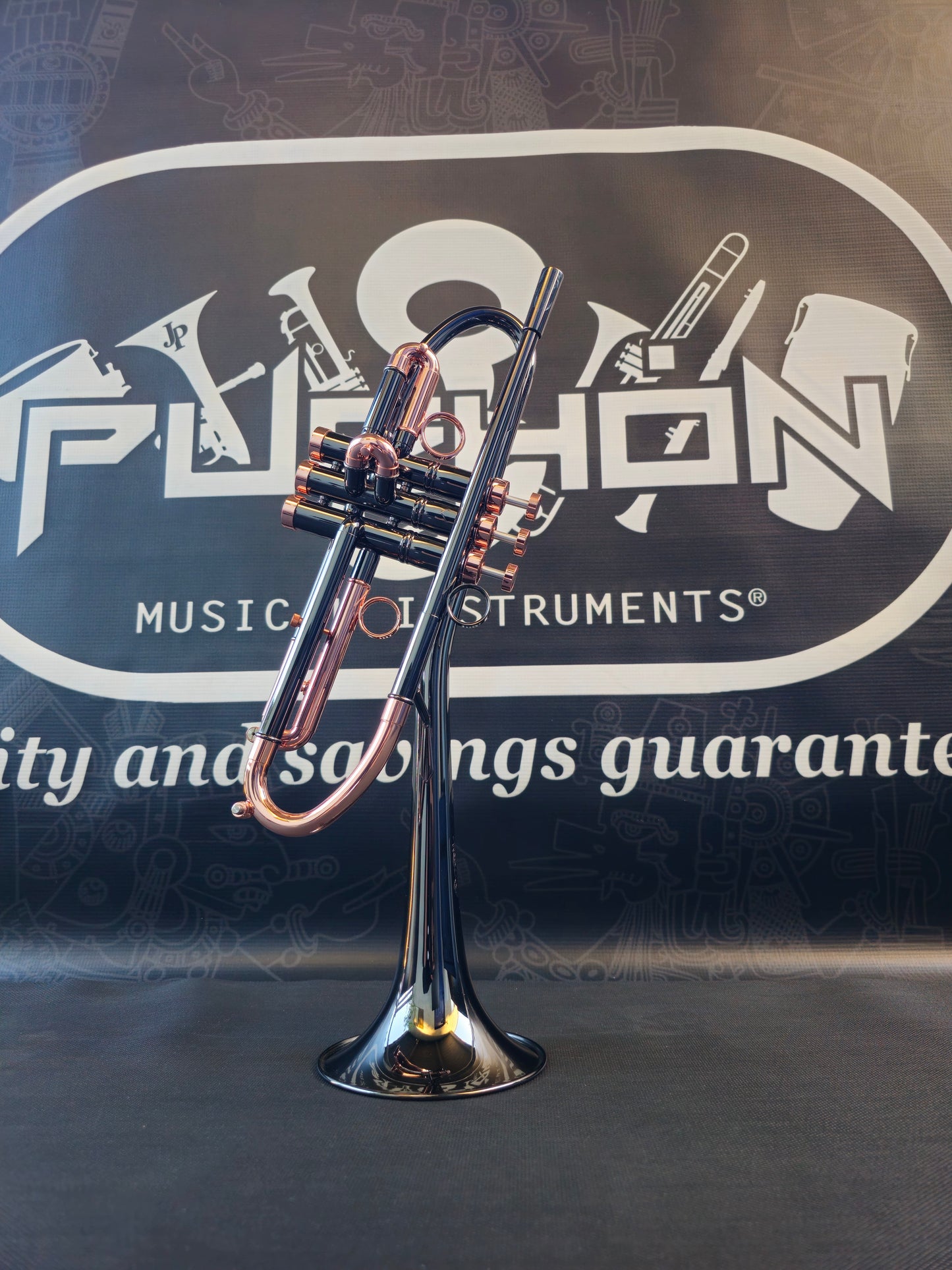 Solario Balam Black Nickel & Copper Bb Trumpet - Diagonal Bent 5.25" Big Bell
