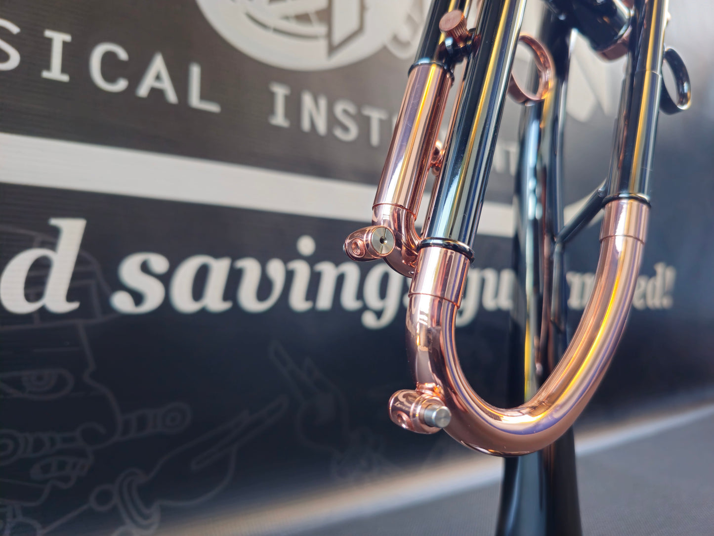 Solario Balam Black Nickel & Copper Bb Trumpet - Diagonal Bent 5.25" Big Bell