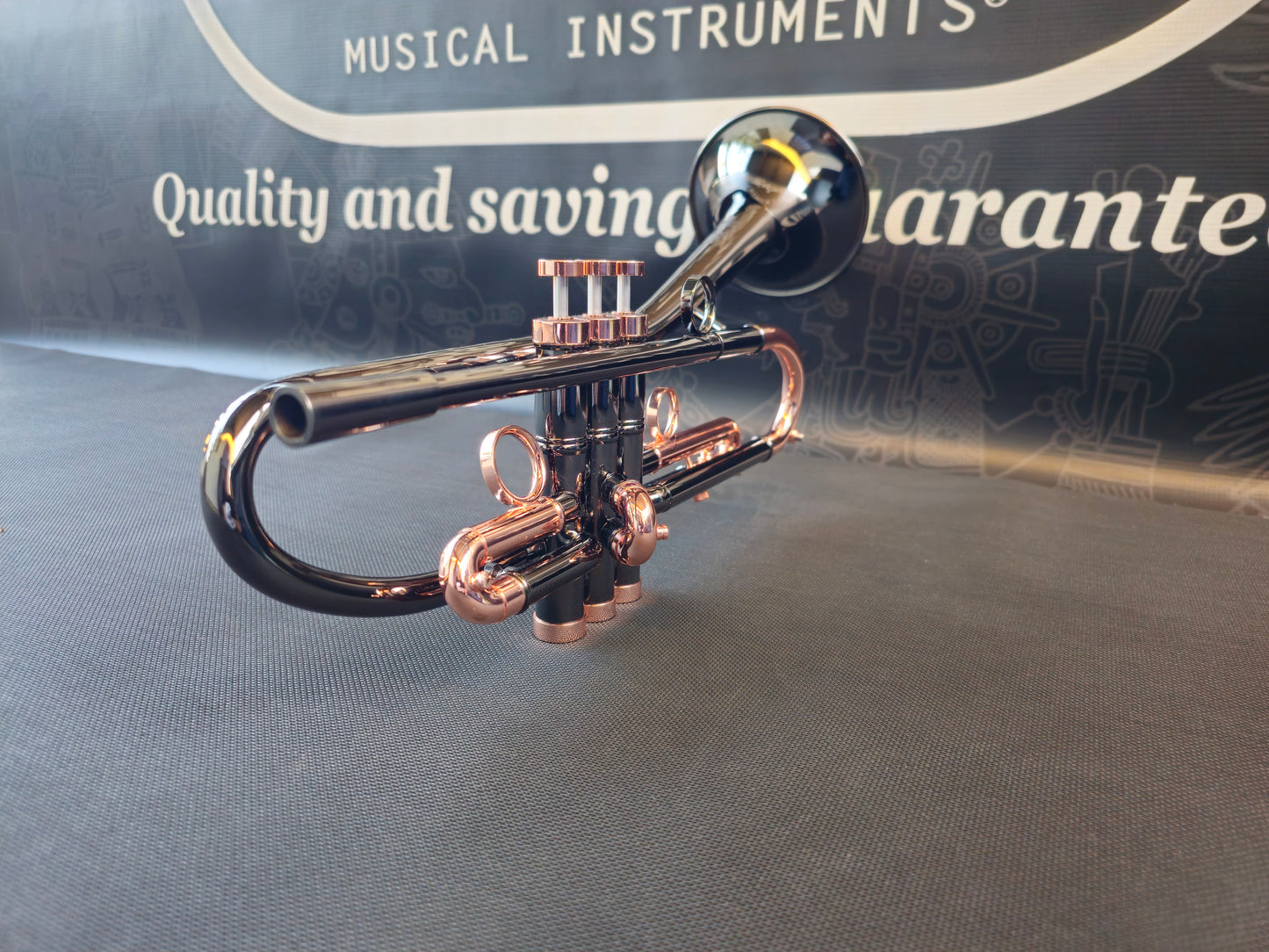 Solario Balam Black Nickel & Copper Bb Trumpet - Diagonal Bent 5.25" Big Bell