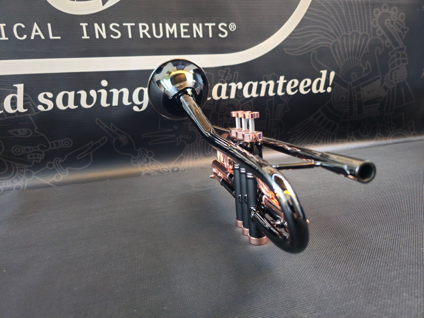 Solario Balam Black Nickel & Copper Bb Trumpet - Diagonal Bent 5.25" Big Bell