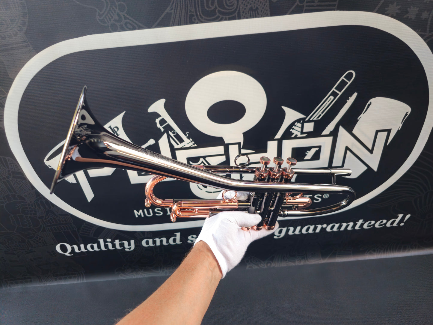Solario Balam Black Nickel & Copper Bb Trumpet - Diagonal Bent 5.25" Big Bell
