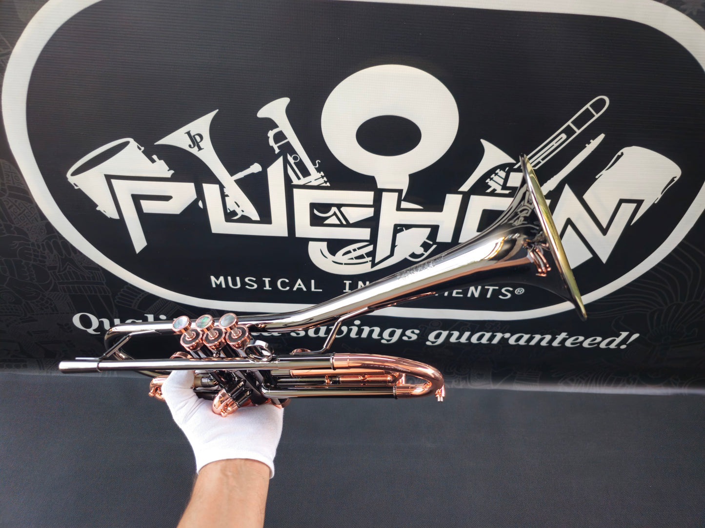 Solario Balam Black Nickel & Copper Bb Trumpet - Diagonal Bent 5.25" Big Bell