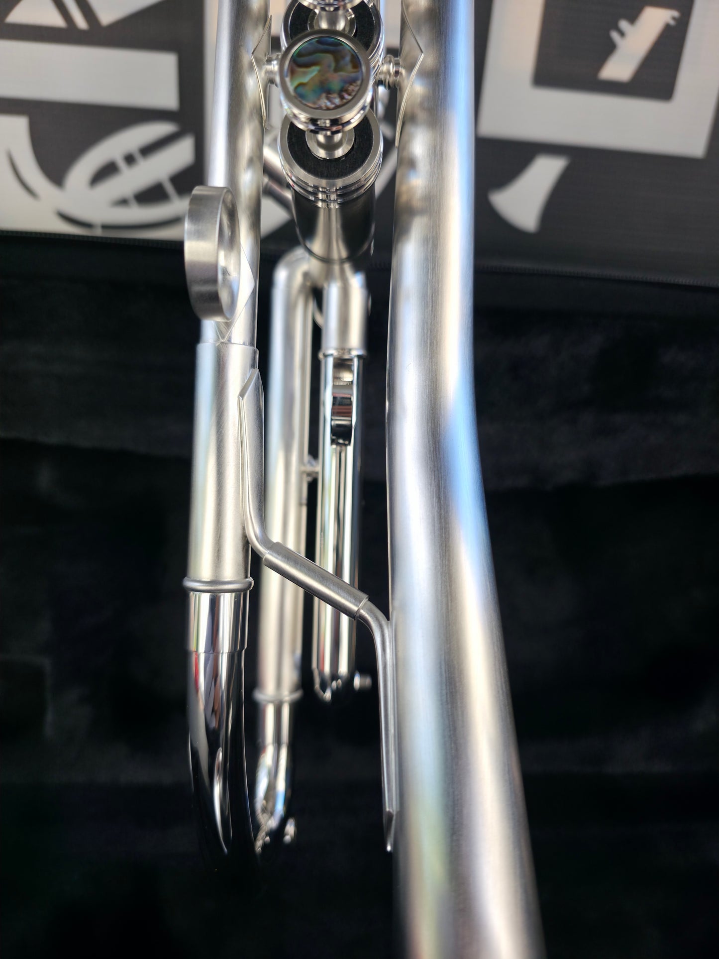 Solario Balam Satin Silver Bb Trumpet - Diagonal Bent 5.25" Big Bell