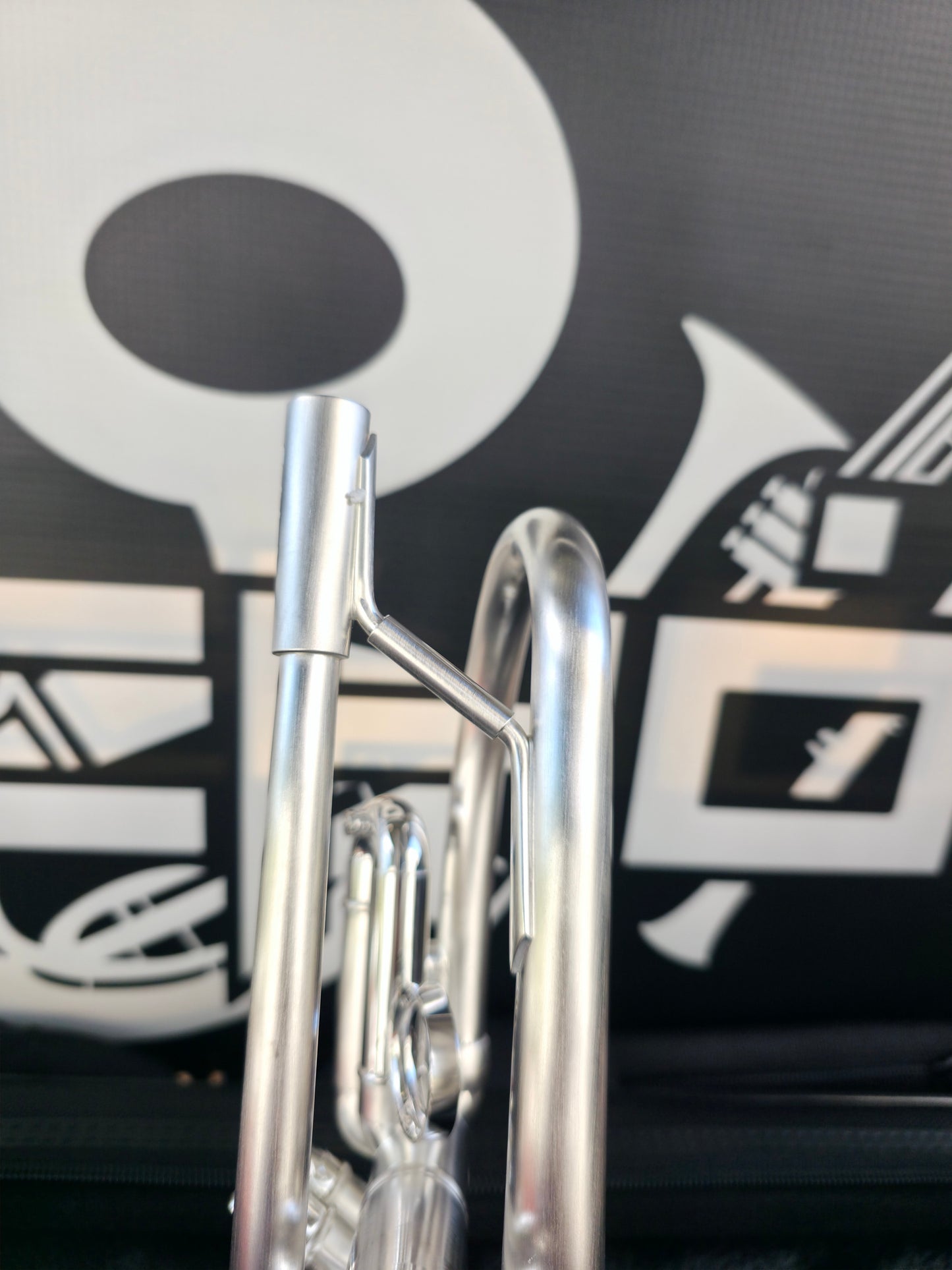 Solario Balam Satin Silver Bb Trumpet - Diagonal Bent 5.25" Big Bell