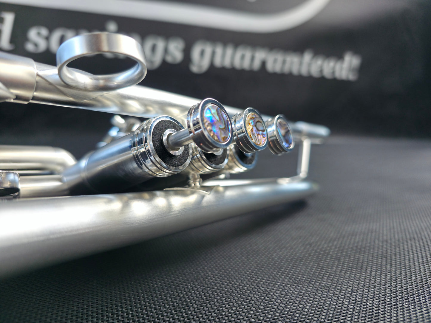 Solario Balam Satin Silver Bb Trumpet - Diagonal Bent 5.25" Big Bell