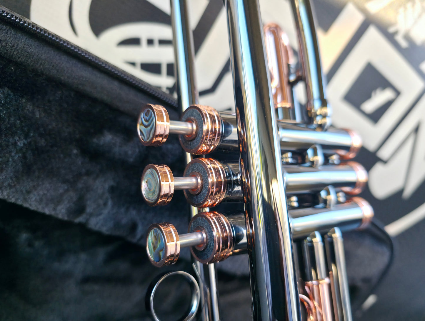 Solario Balam Black Nickel & Copper Bb Trumpet - Diagonal Bent 5.25" Big Bell