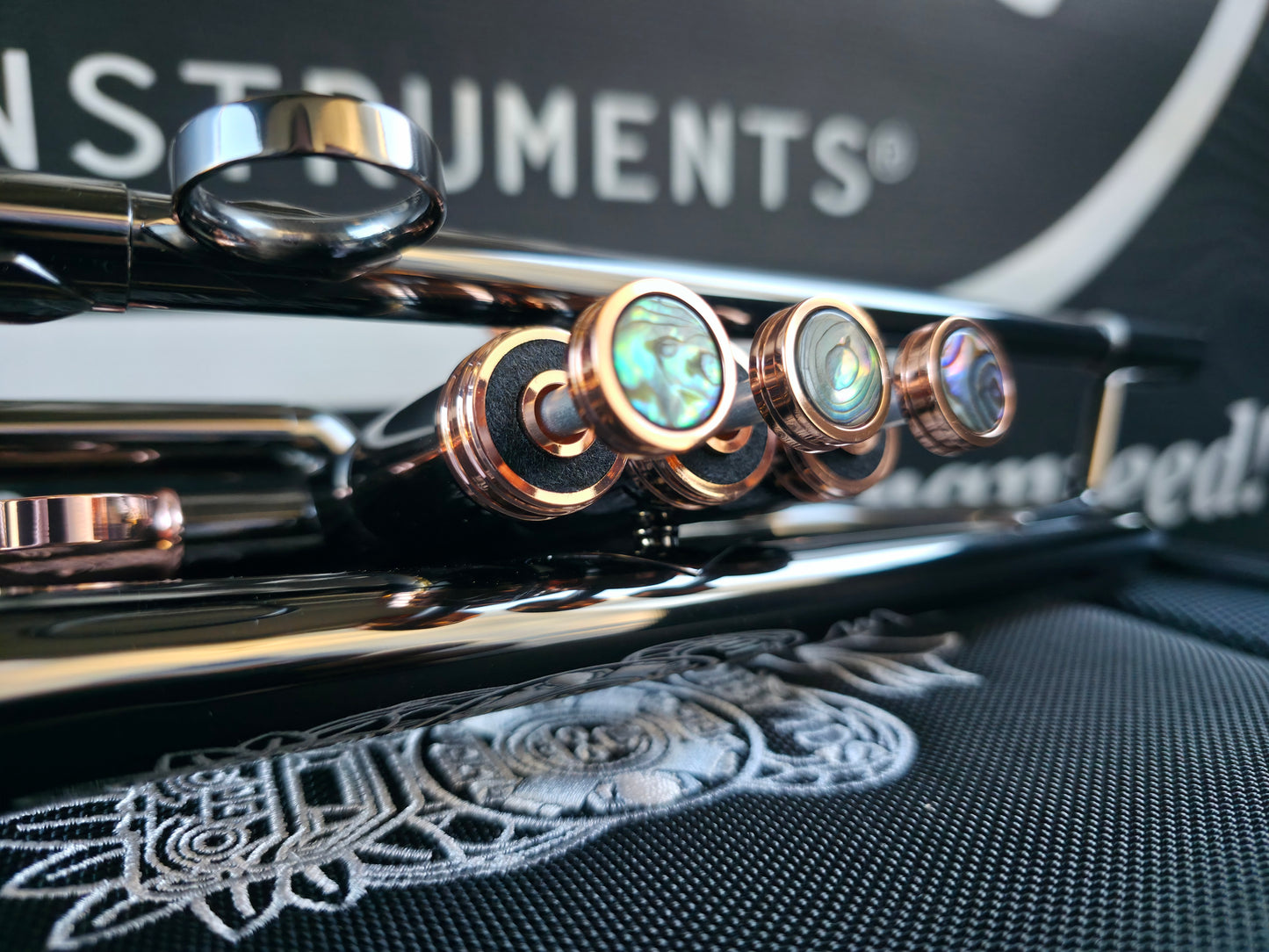 Solario Balam Black Nickel & Copper Bb Trumpet - Diagonal Bent 5.25" Big Bell