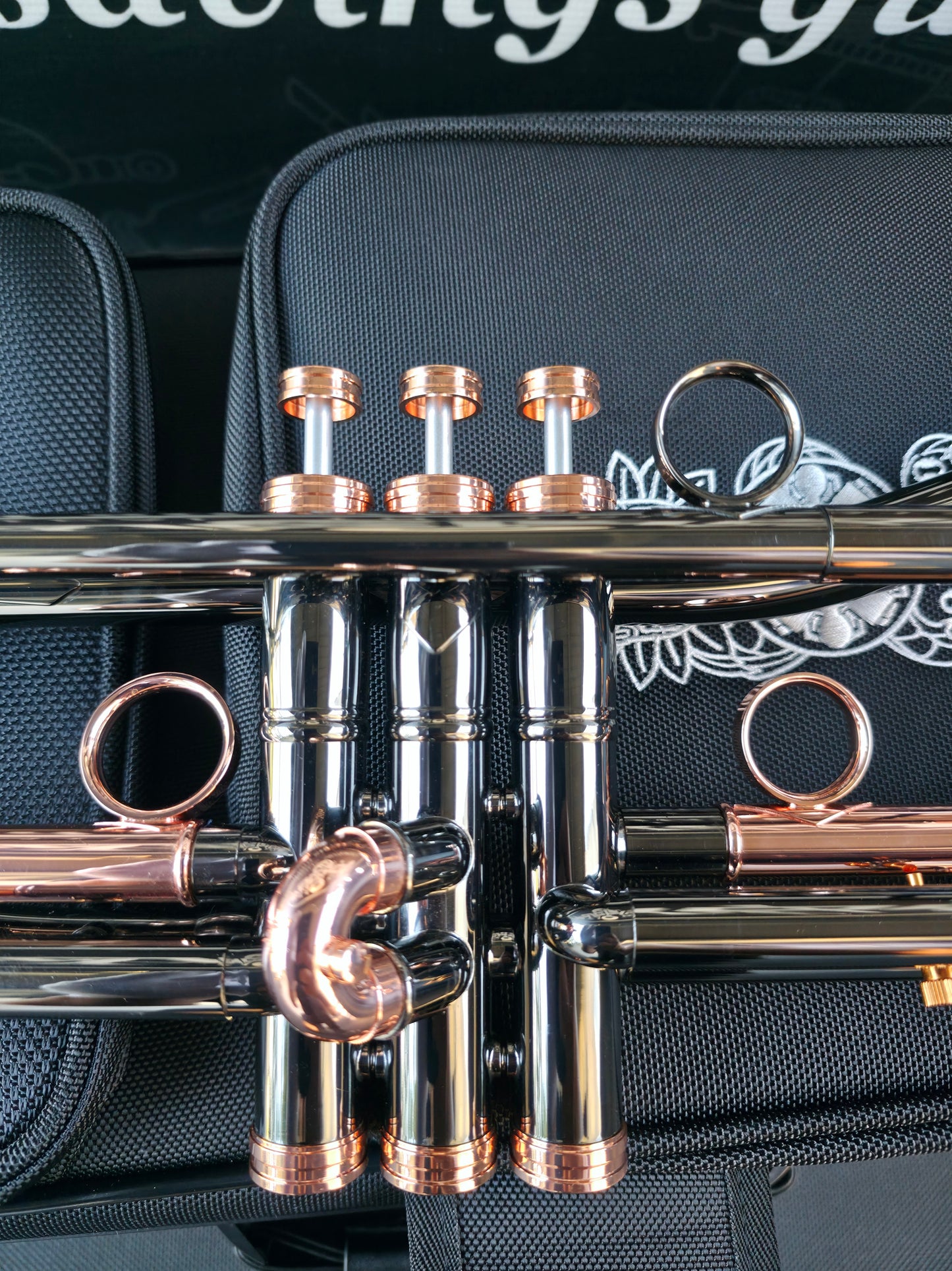 Solario Balam Black Nickel & Copper Bb Trumpet - Diagonal Bent 5.25" Big Bell