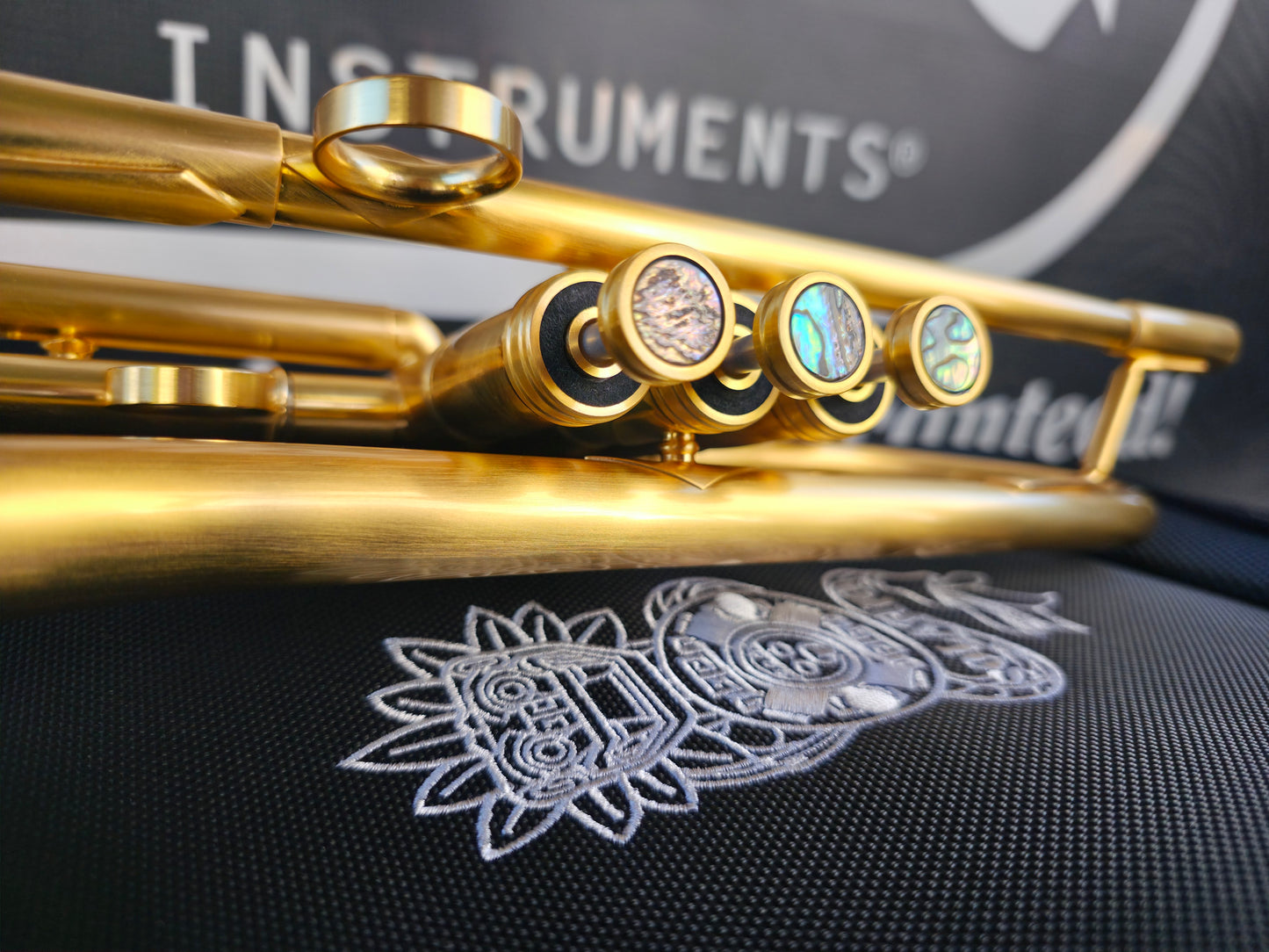 Solario Balam Satin Gold Bb Trumpet - Diagonal Bent 5.25" Big Bell