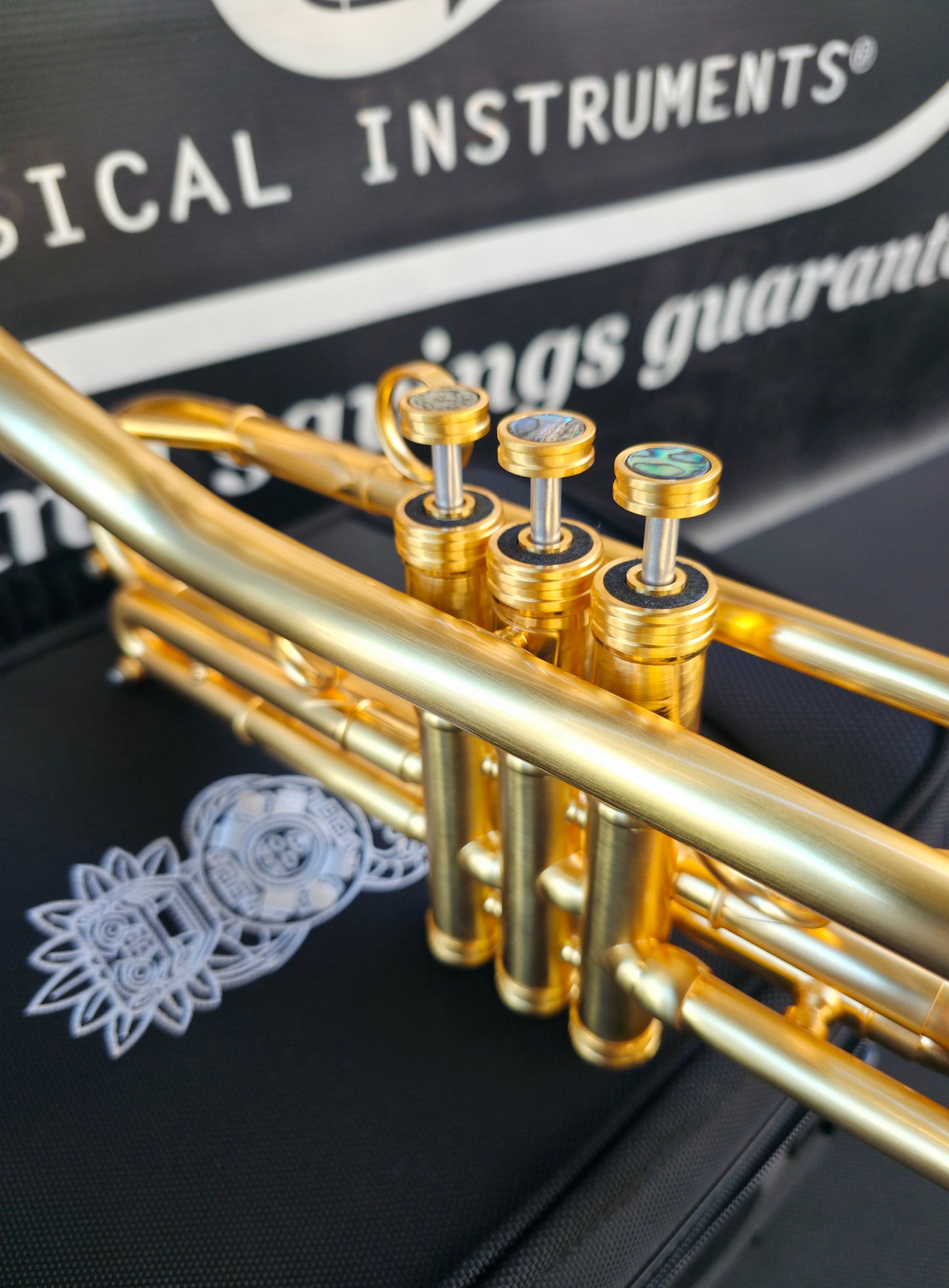 Solario Balam Satin Gold Bb Trumpet - Diagonal Bent 5.25" Big Bell