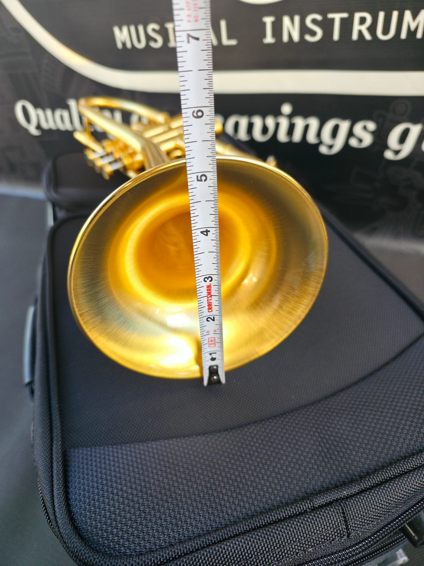 Solario Balam Satin Gold Bb Trumpet - Diagonal Bent 5.25" Big Bell