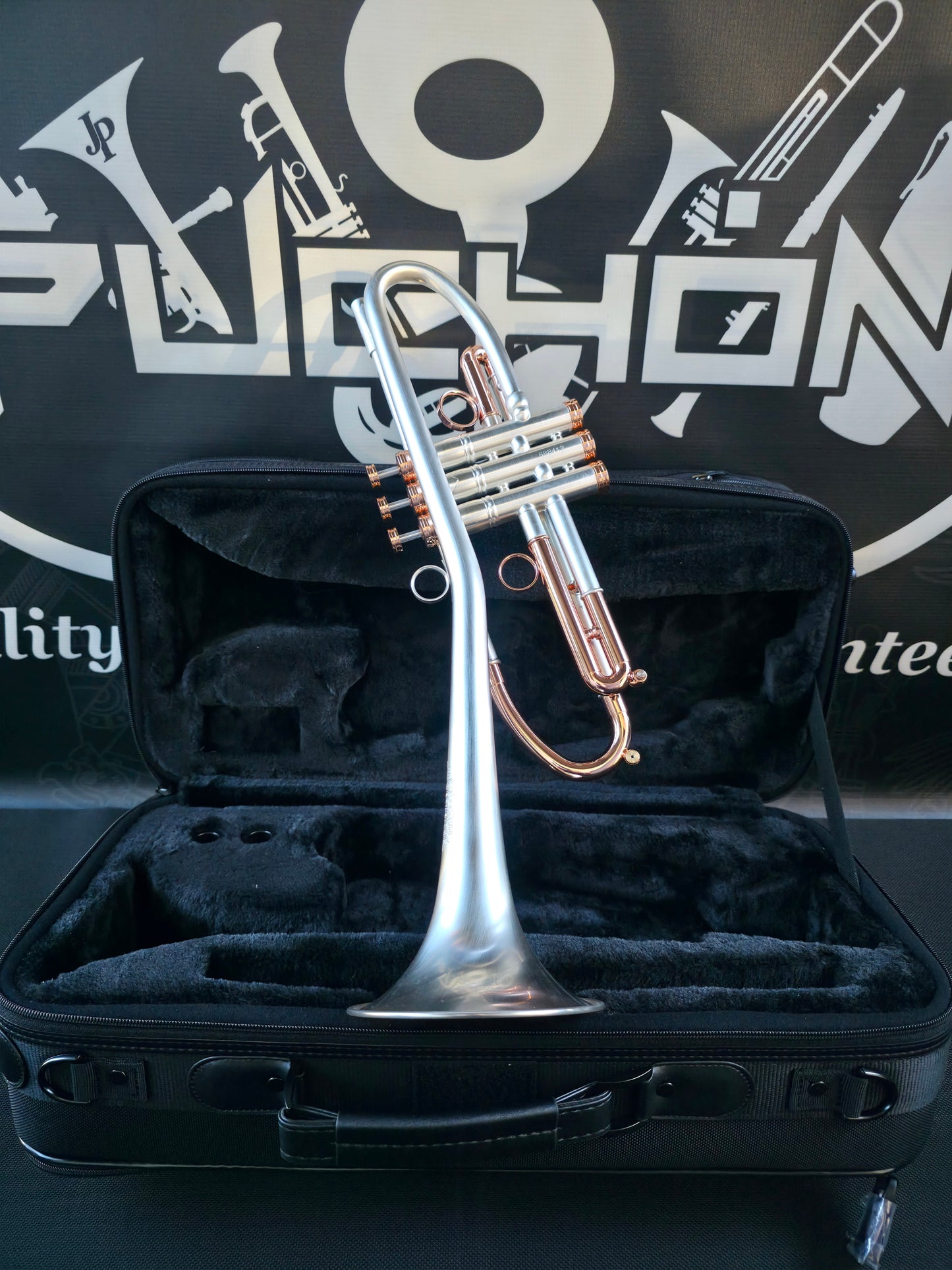 Solario Balam Satin Silver & Copper Trumpet - Diagonal Bent 5.25" Big Bell