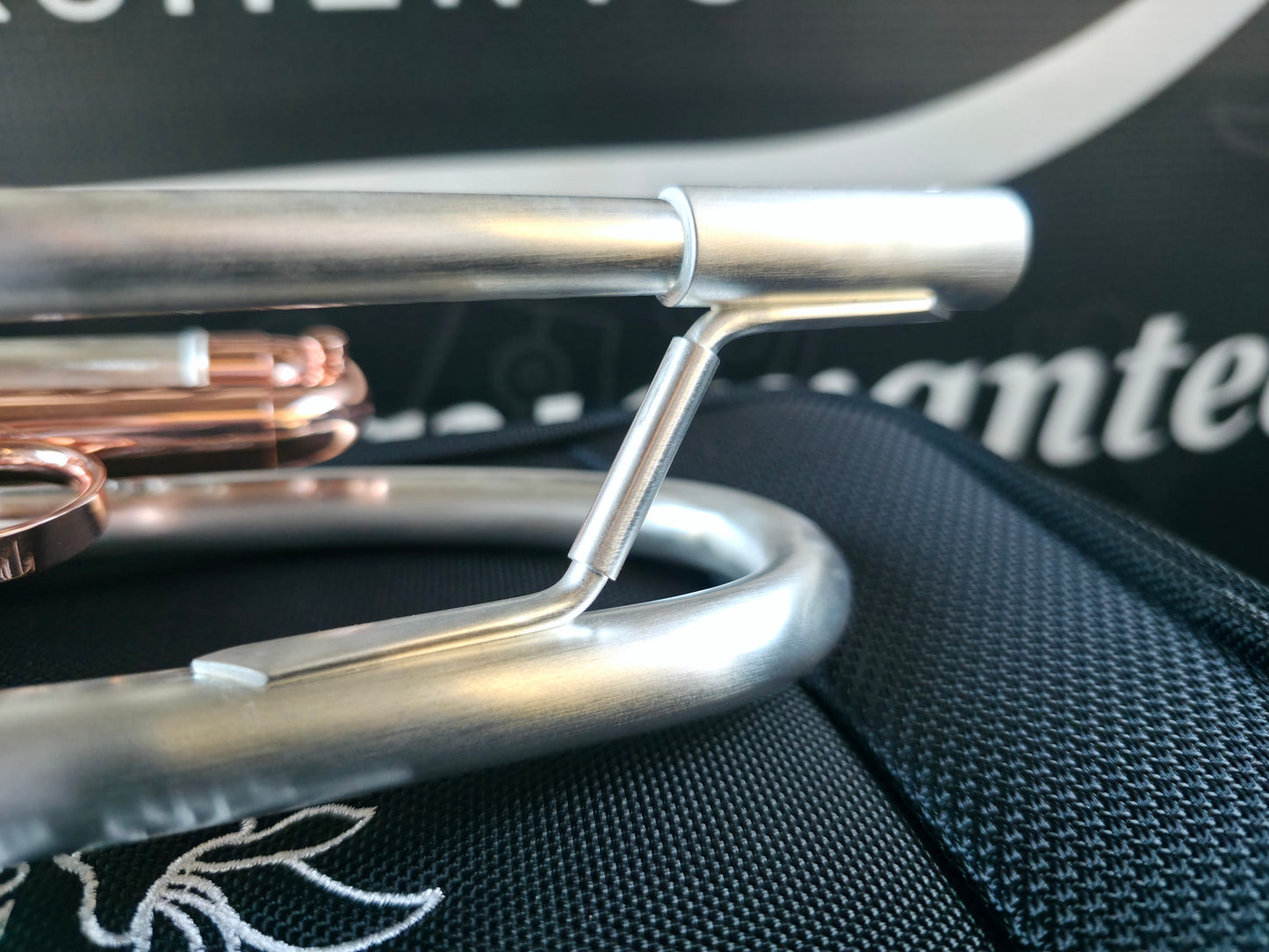 Solario Balam Satin Silver & Copper Trumpet - Diagonal Bent 5.25" Big Bell