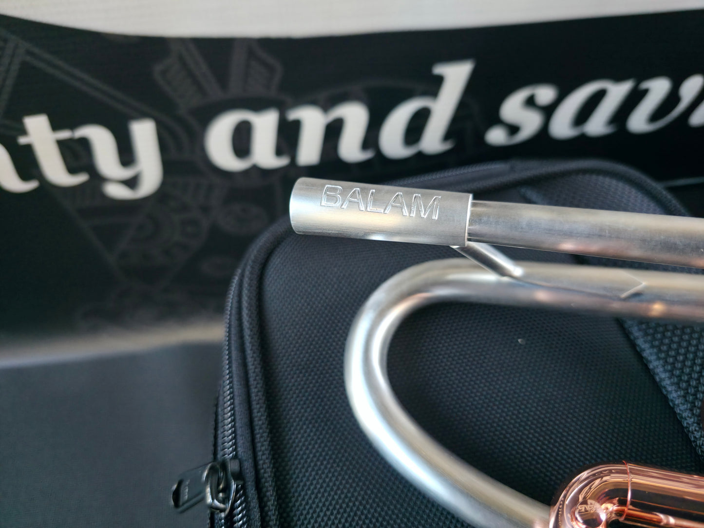 Solario Balam Satin Silver & Copper Trumpet - Diagonal Bent 5.25" Big Bell