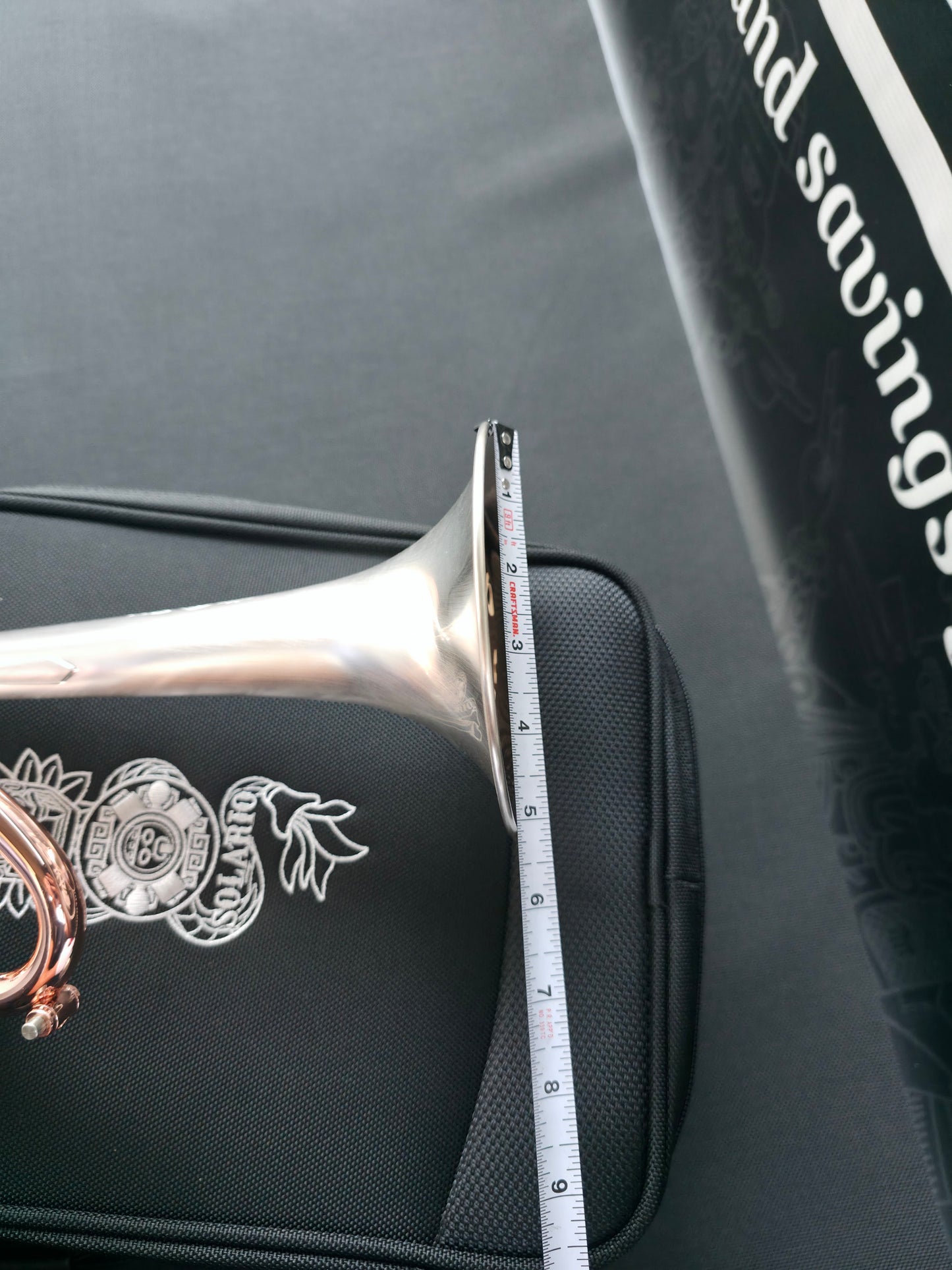 Solario Balam Satin Silver & Copper Trumpet - Diagonal Bent 5.25" Big Bell