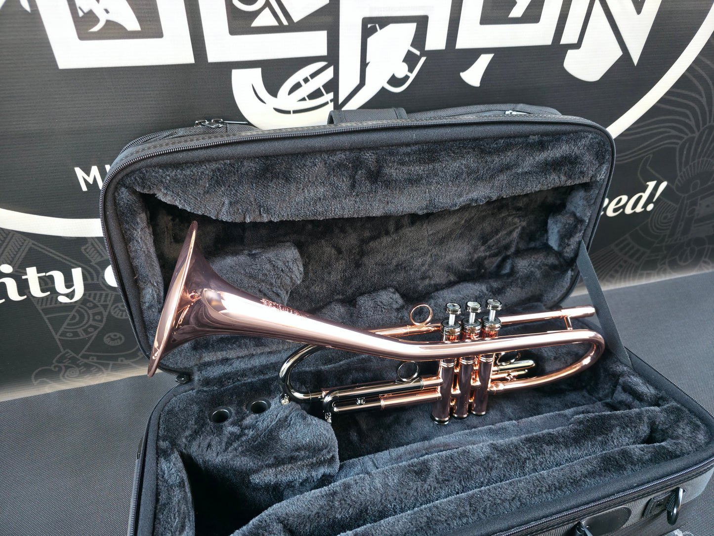 Solario Balam Copper Body & Black Nickel Bb Trumpet - Diagonal Bent 5.25" Big Bell