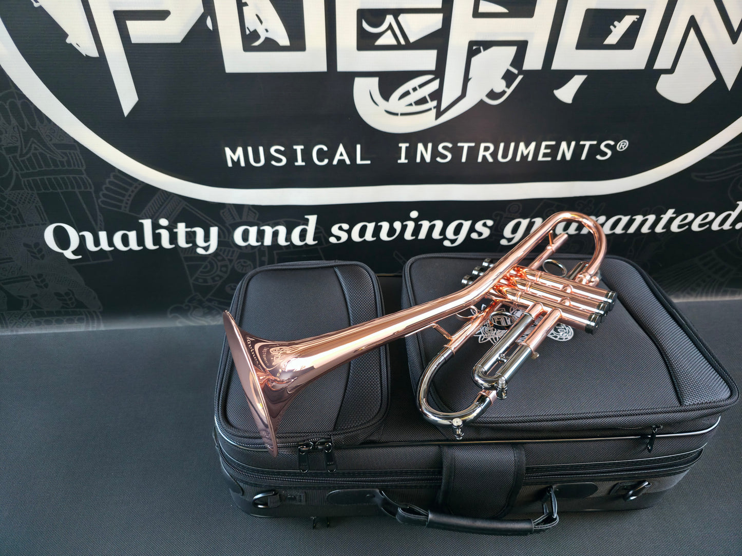 Solario Balam Copper Body & Black Nickel Bb Trumpet - Diagonal Bent 5.25" Big Bell
