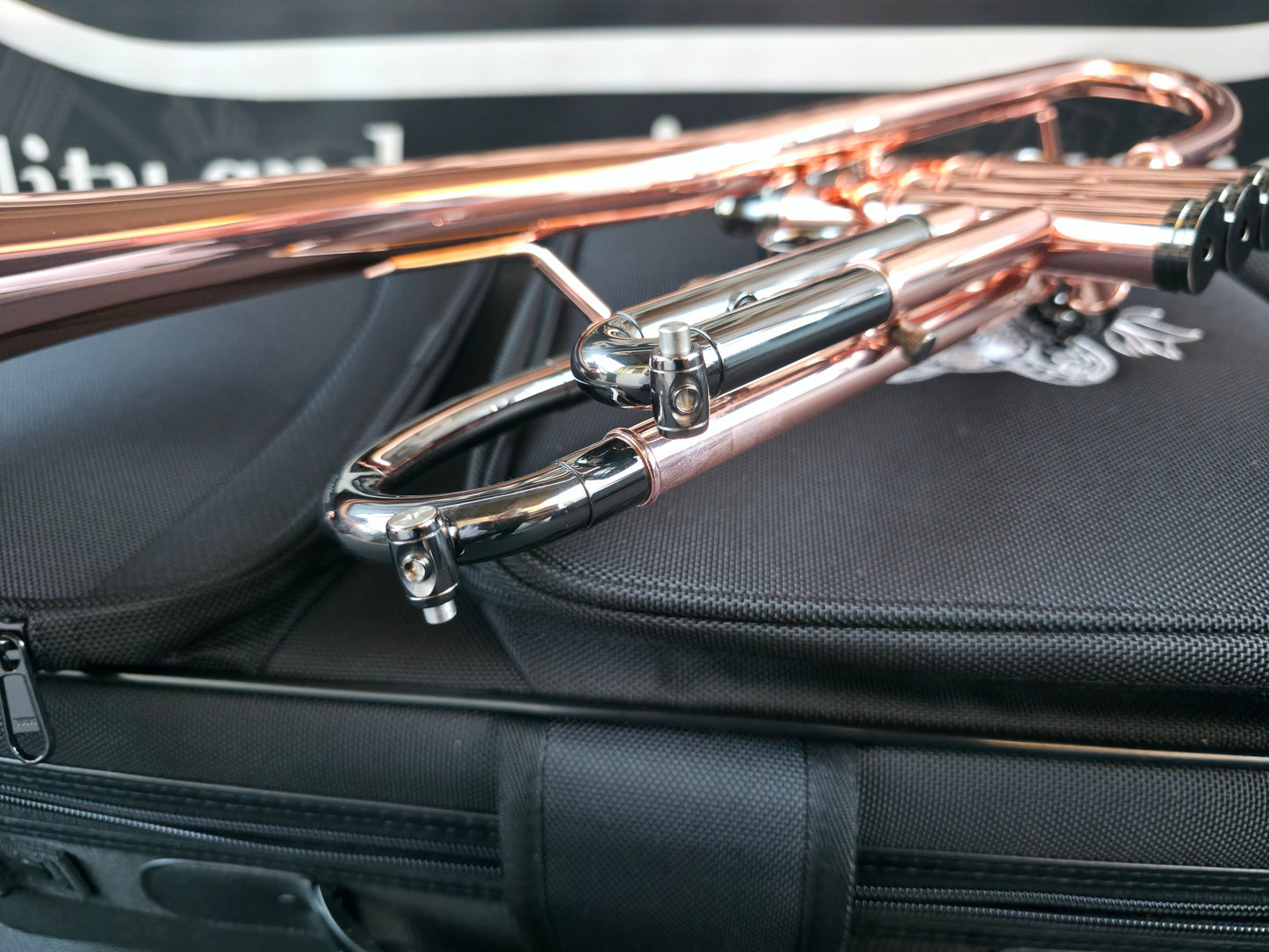 Solario Balam Copper Body & Black Nickel Bb Trumpet - Diagonal Bent 5.25" Big Bell