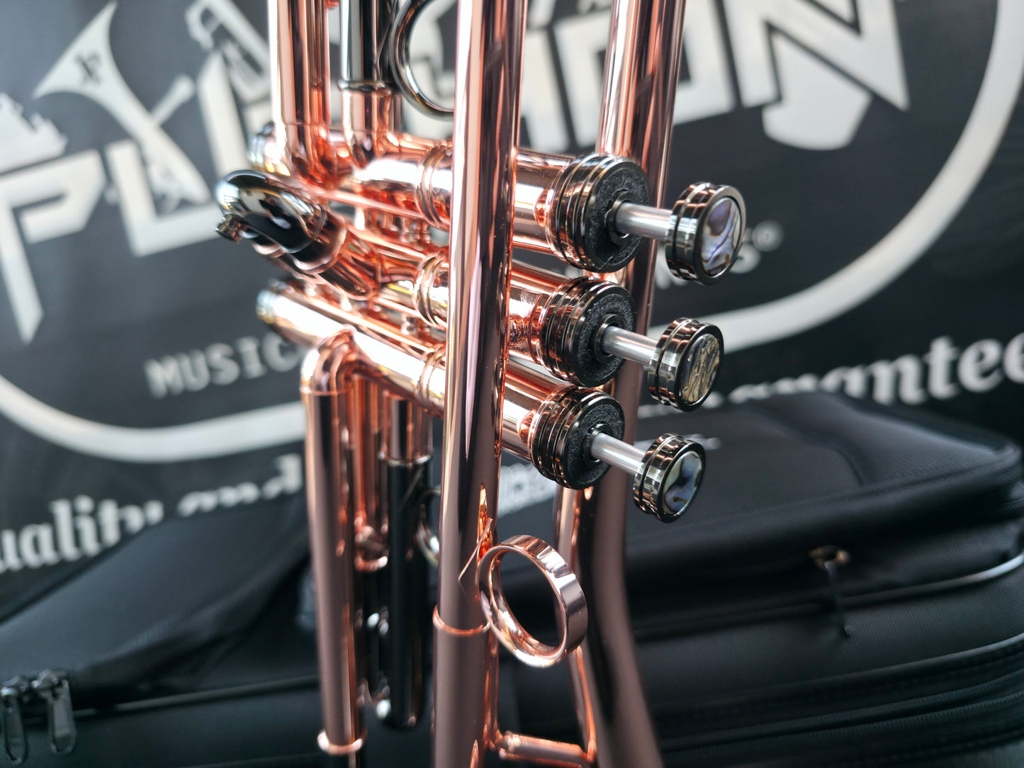 Solario Balam Copper Body & Black Nickel Bb Trumpet - Diagonal Bent 5.25" Big Bell